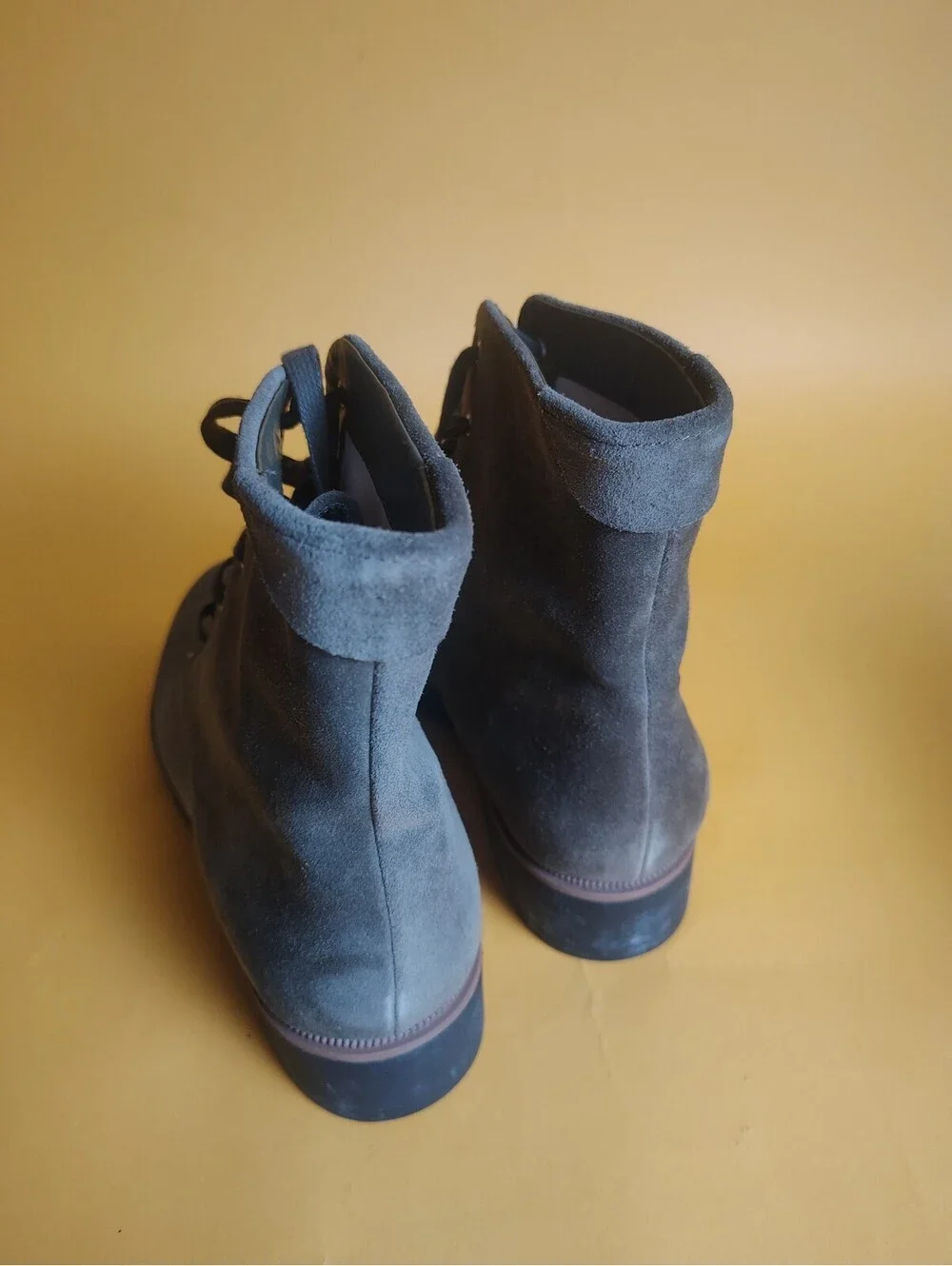 Dr. Scholl's Combat Boots Guild Womens 10M Green Olive Suede Leather Lace-Up